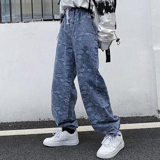 Paisley Print Denim Harem Pants