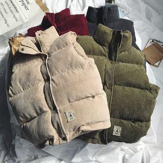 Corduroy Buttoned Padded Vest