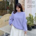 Bow Accent Lace Panel Sweatshirt