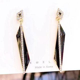 Rhinestone Geometric Drop Earring 1 Pair - As Shown In Figure - One Size