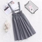 Gingham Midi A-line Suspender Skirt