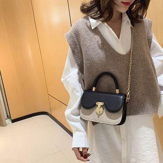 Glitter Panel Top Handle Crossbody Bag