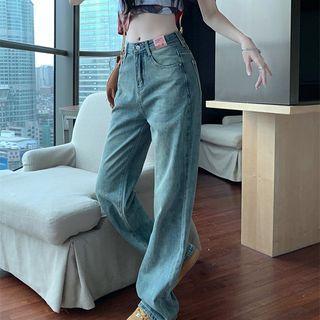 Mid Rise Applique Wide Leg Jeans
