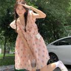 Cap-sleeve Pattern A-line Dress