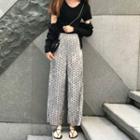 Dotted Wide Leg Pants Gray - One Size