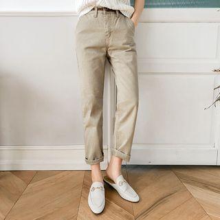 Washed Straight-cut Chino Pants