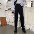 Vintage Plain High-waist Cropped Pants