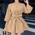 Tie Waist 3/4-sleeve Knit Dress