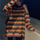 Striped Crewneck Long T-shirt Rainbow - One Size