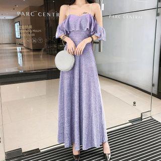 Off Shoulder Glitter A-line Gown