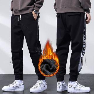 Fleece-lined Lettering Panel Sweatpants
