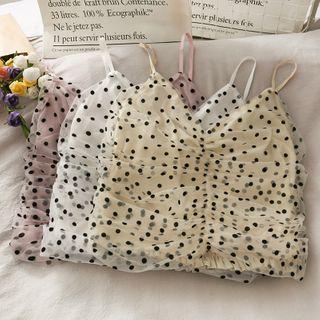 Dotted Ruched Mesh Camisole