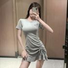 Short-sleeve Drawstring Slim-fit Dress