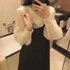 Peter Pan Collar Long-sleeve Top Shirt - One Size