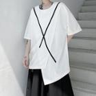 Short-sleeve Paneled Cross Strap T-shirt