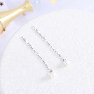 Faux-pearl Threader Earring Es948 - 1 Pair - One Size