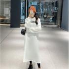 Long-sleeve Letter Print Hoodie Dress White - One Size