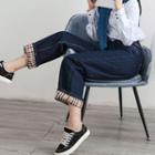 Plaid Trim Straight-fit Jeans