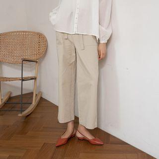 Pocket-detail Cotton Pants With Sash