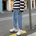 Applique Drawstring Harem Jeans