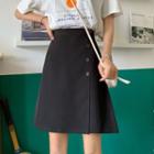 High-waist Buttoned A-line Mini Skirt
