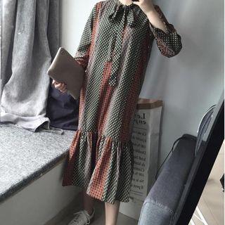 Loose-fit Floral Bow-accent Mermaid Dress