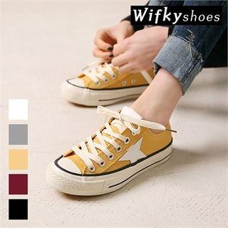 Star-appliqu  Lace-up Canvas Sneakers