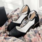 Ankle-strap Chunky-heel Faux-suede Pumps