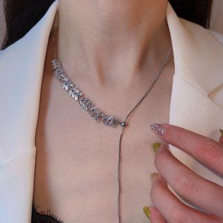 Asymmetrical Faux Crystal Alloy Choker Silver - One Size