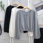 Square-neck Puff-sleeve Button Shirt