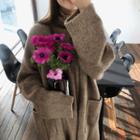 Set: Long Robe Cardigan + Sleeveless Knit Dress Mocha - One Size