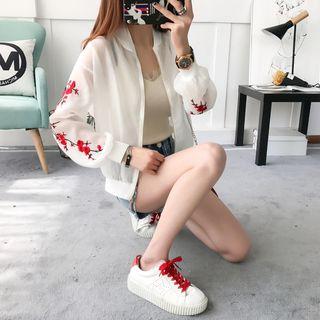 Flower Embroidered Light Jacket