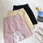 Plain Plaid High-waist A-line Skirt