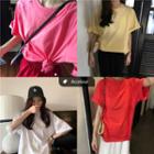 Plain Elbow-sleeve T-shirt / Skirt