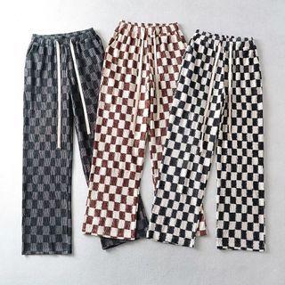 Regular Waist Plaid Loose-fit Sweatpants