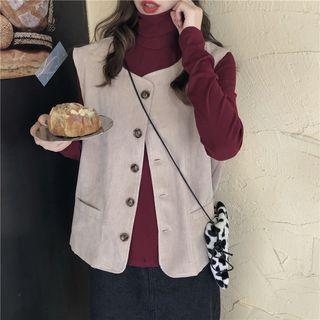 Corduroy Vest / Plain Turtleneck Top