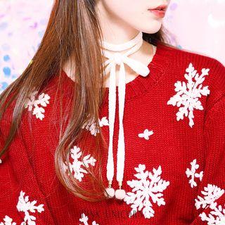 Bow Choker White - One Size