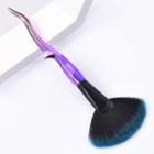 Irregular Handle Makeup Brush T-01-547 - 1 Pc - Big Hand Fan-shaped - Purple Handle - Brush - Black & Blue - One Size