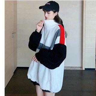 Color Block Fleece Zip Pullover