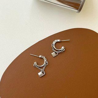 Lock Drop Earring 1 Pair - Silver - One Size