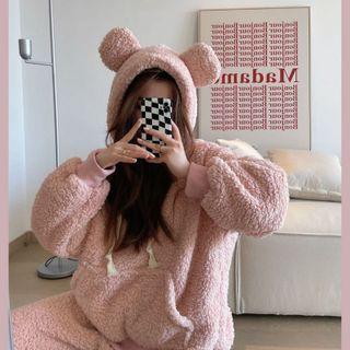 Bear Ear Hooded Fleece Top