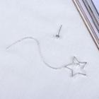 Non-matching Rhinestone Star Dangle Earring 1 Pair - 925 Silver - Silver - One Size