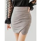 Shirred Wrap-front Skirt