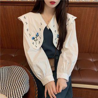 Collar Floral Blouse / Mini A-line Overall Dress