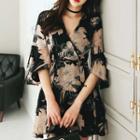 Bell Sleeve Floral A-line Dress