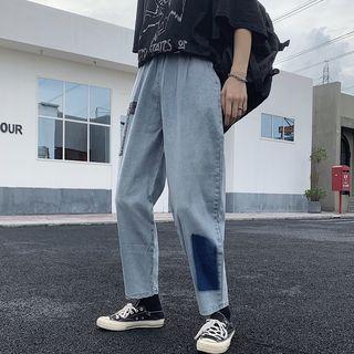 Applique Straight-fit Cropped Jeans