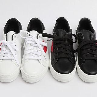 Heart Color-block Faux-leather Sneakers
