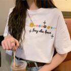 Embroidered Short-sleeve Print T-shirt