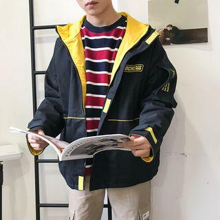 Lettering Zip Hooded Windbreaker