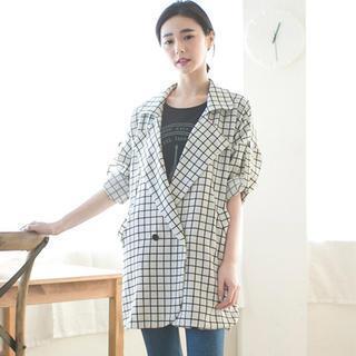 Check Long Blazer